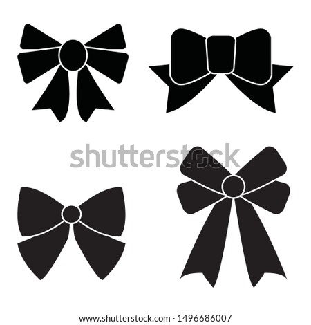 Vector sillouettes,Set of graphical decorative bows, flat design isolated on white background,bow  for business and design. Design elements