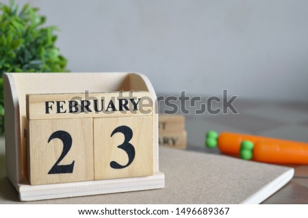 February Month, Appointment date with number cube design. Date 23.