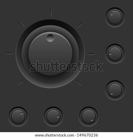 Black control panel with switches. Illustration for interface design