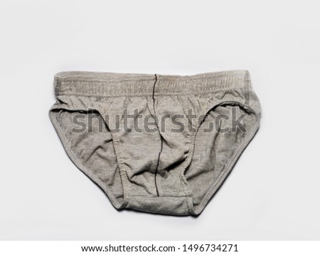Grey man panties or underpant isolated on white background