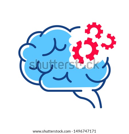 Brain disease dementia line color icon. Human organ concept. Decline in memory. Decrease in mental human abilities. Sign for web page, mobile app, button, logo. Editable stroke.