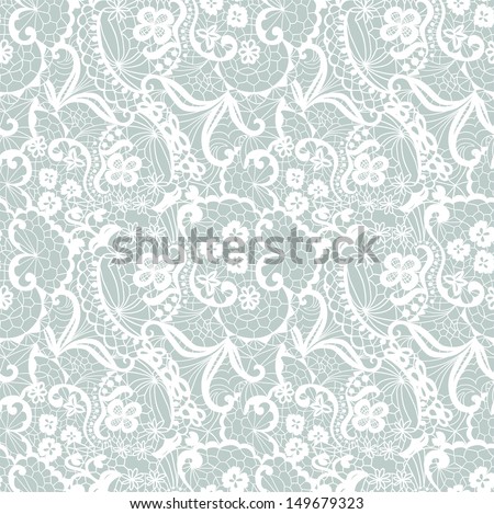 Lace seamless pattern with flowers. Lace seamless pattern with flowers on blue background.