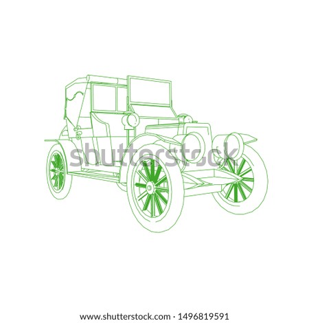 line art of classic car. Coloring page - classic car - illustration for the children
