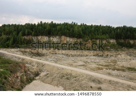 Old limestone quarry overgrown with young forest