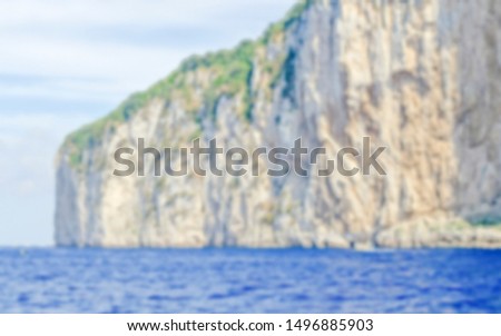 Defocused background with the island of Capri, Italy. Intentionally blurred post production for bokeh effect