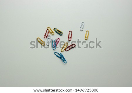 Colored paper clips, paper clips. School and office accessories