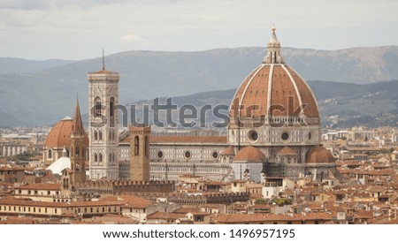 Duomo di Firenze Cathedral and roof top houses in the old town of Florence, Italy.