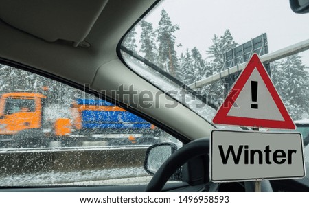 Symbolic Sign Caution Winter Highway