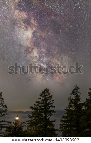 Milky Way over lighthouse, West Vancouver, BC, Canada
