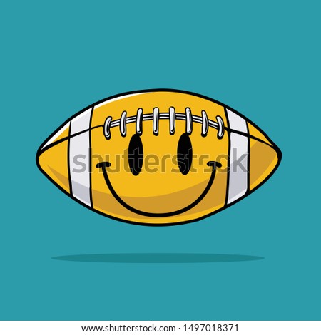 smiley american football / happy emoji american standard ball sport vector illustration
