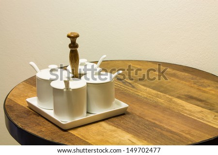 Cruet Set on wooden Table