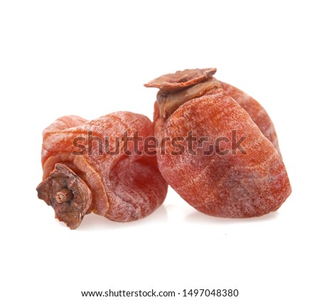 dried persimmon on white background                               