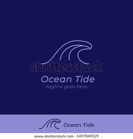 big ocean tide wave logo icon symbol vector with round big line drawing style of nature surfing wave