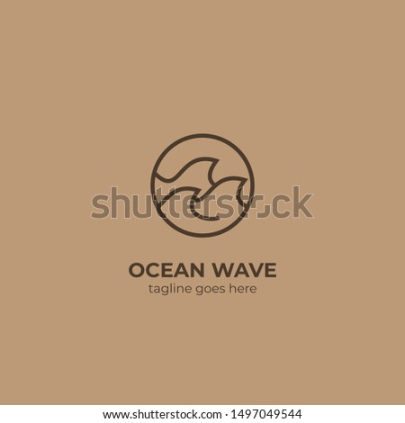 sea ocean wave line logo simple monoline style in earth brown color vector icon symbol illustration