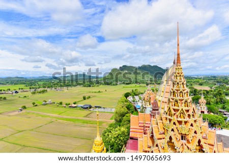 Scenery of Wat Tham Suea and Rural Landscape in Kanchanaburi, Thailand