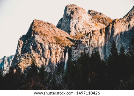 A close up view of Bridalveil falls at Yosemite National Park in Yosemite, California