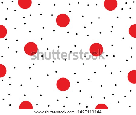 red and black polka dots on white background