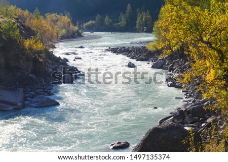 Mountainous river. Argut is the most hard river in Russia for kayaking. Altai Republic, Siberia, Russia.