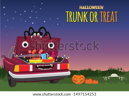Halloween Trunk or Treat illustration graphic vector Royalty-Free Stock Photo #1497154253