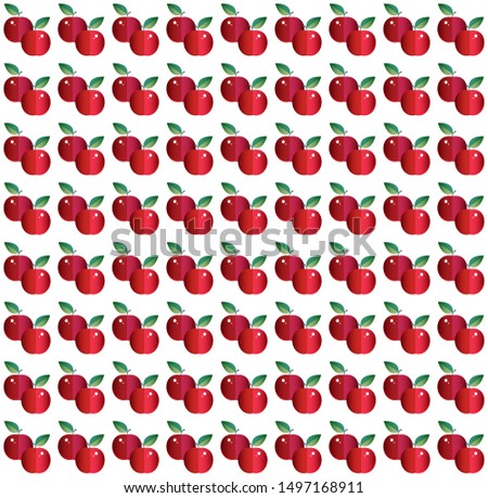 Seamless vector pattern of red apple. Bright summer design. Fruit for colorful Wallpaper design, textile, fabric, paper, background. Flat cartoon vector illustration.