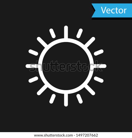 White Sun icon isolated on black background.  Vector Illustration