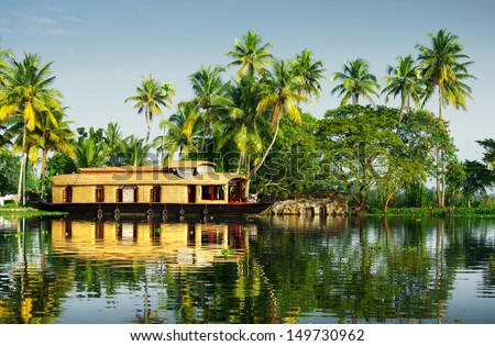 houseboat in the backwaters of Kerala Royalty-Free Stock Photo #149730962