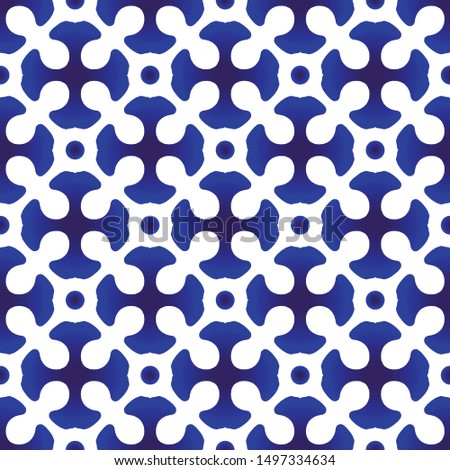 porcelain China pattern, Chinaware seamless decor, indigo wallpaper, Chinese ceramic background, blue and white pottery modern backdrop for design tile, texture, fabric, silk, vector illustration