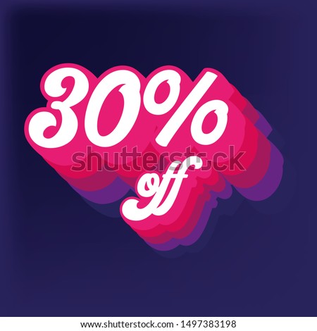 30% text vector illustration design poster