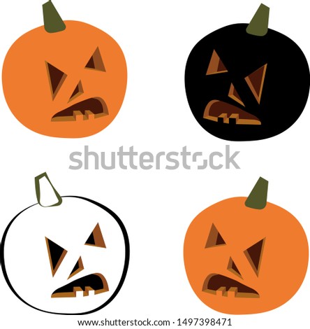 Set of vector illustrations of evil pumpkins for Halloween