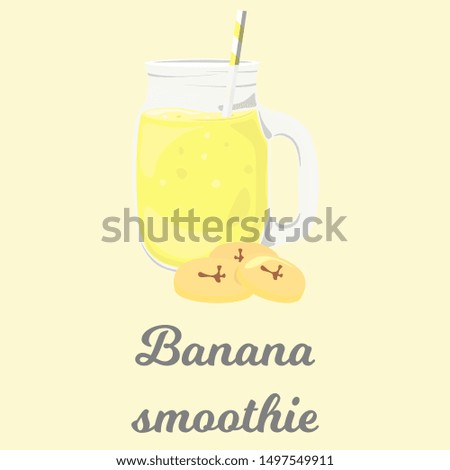 Banana smoothie cartoon vector clip-art. Colored isolated drink illustration.