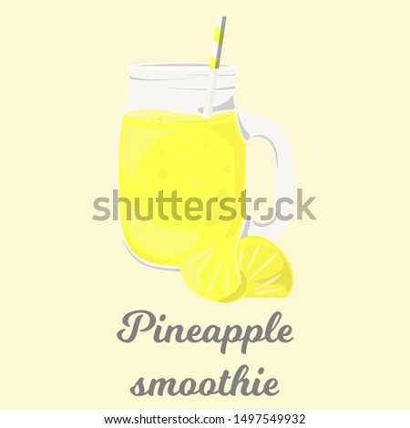 Pineapple smoothie cartoon vector clip-art. Colored isolated drink illustration.