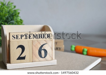 September Month, Appointment date with number cube design. Date 26.
