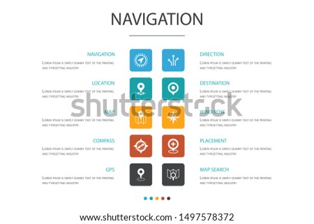 Navigation Infographic cloud design template.location, map, gps, direction simple icons icons