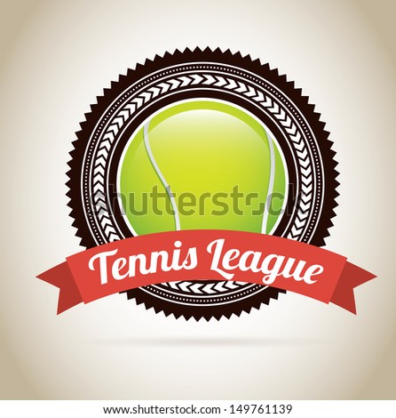 tennis label over beige background vector illustration 
