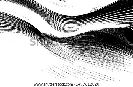 Swirled and curled stripes and brush strokes texture. Marble or acrylic atrwork imitation. Cool and swirly background. Abstract vector illustration. Black isolated on white. EPS10  Royalty-Free Stock Photo #1497612020