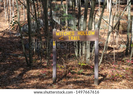 Witch's Hollow Trail Sign in New England