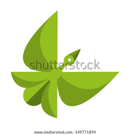 Vector Stylish Abstract Bird Of Leaves Icon