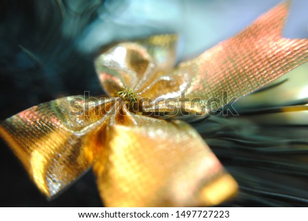 Christmas tree toy (golden bow), Christmas decoration