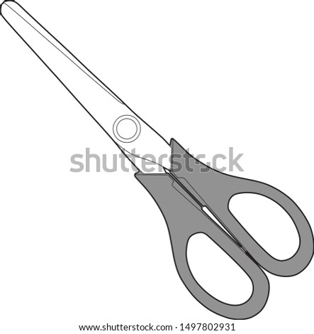 Professional Scissors Cutting Vector / Line Drawing.  