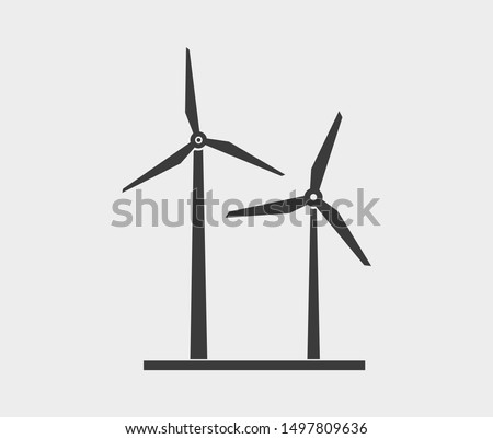 Wind turbine vector icon.Wind power icon on the white background . Windmill silhouette.Flat design style Royalty-Free Stock Photo #1497809636
