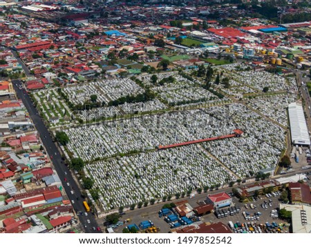 Beautiful aerial view of the General cemetery in Costa Rica