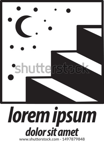 Logo Upstairs In The Night Vector Design