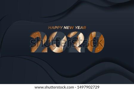 Happy new year 2020. with gold modern background