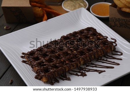 Waffle Stick with chocolate and fruit 