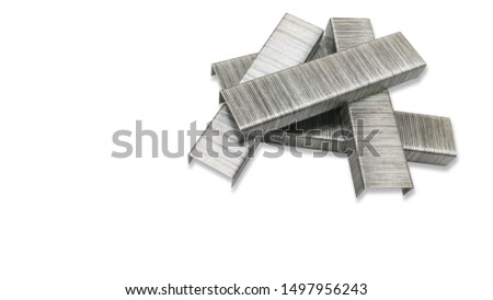 Metal staples stack for stapler on Isolated on white background with clipping path.