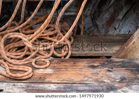 a rope put on the wood floor, abstract picture