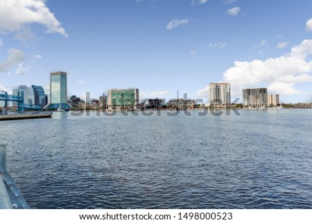 Riverfront photo of the downtown skyline in Jacksonville Florida