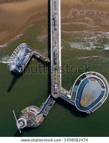 Aerial drone shot of Scheveningen Pier near Den haag