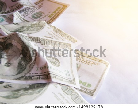    Many dollars Money Fading Fake money White background Living fraud                            