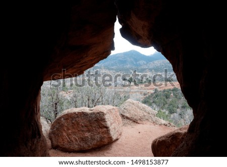 Looking out from a small cave in Garden of the gods